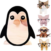 Briglia per occhiali in legno con stand - Design animale ombroso - Display per occhiali da sole per camera da letto e ufficio - Supporto per occhiali in vetro divertente - Thema pinguino