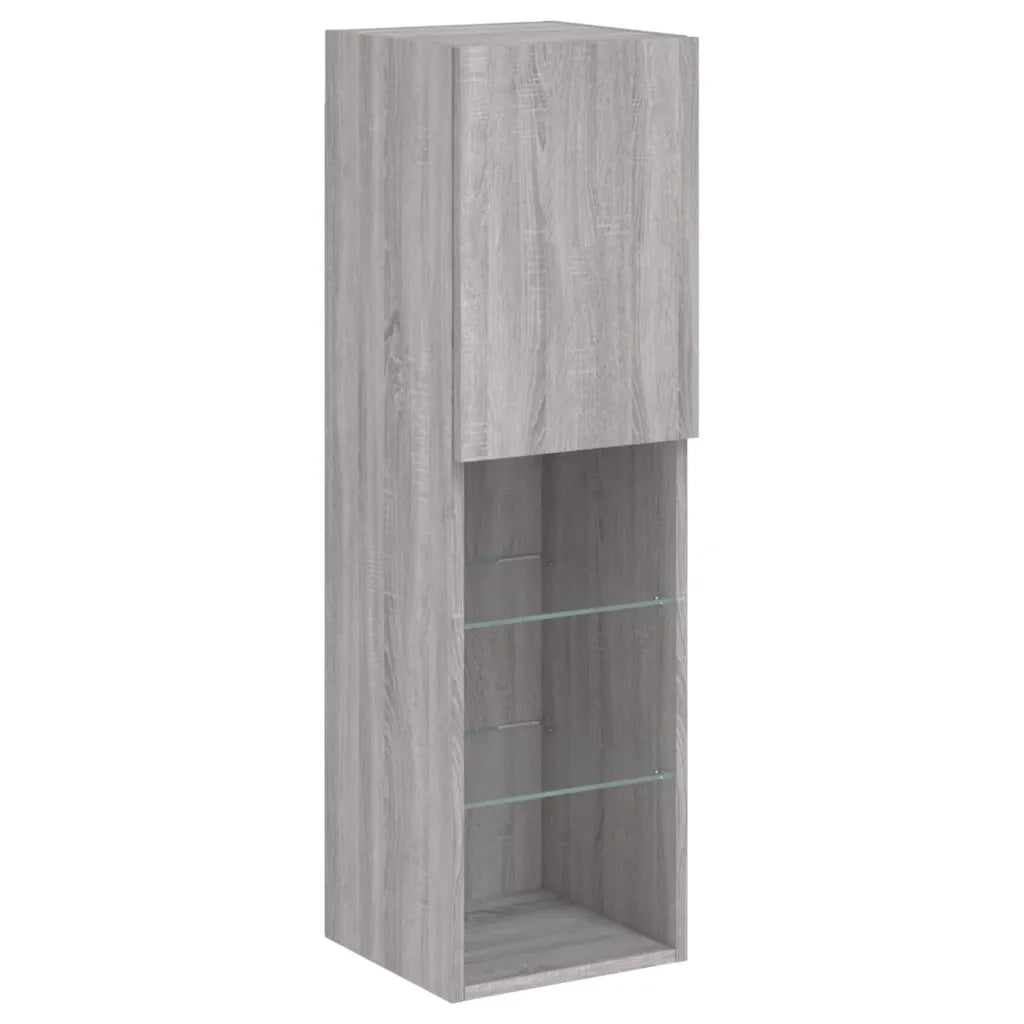 Set Mobili TV a Muro 7 pz con Luci LED Grigio Sonoma 3216776
