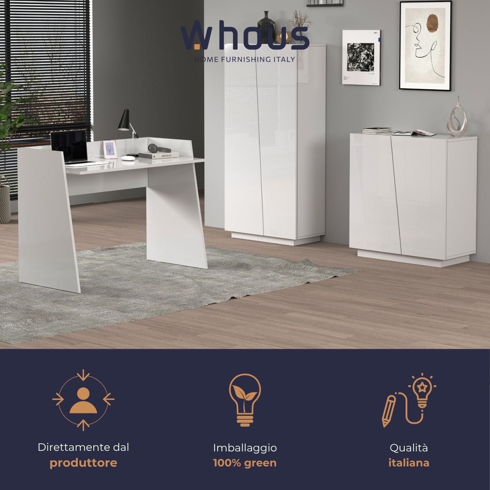 Armadio multiuso Easy a 2 ante bianco lucido 79,20x38x166 cm