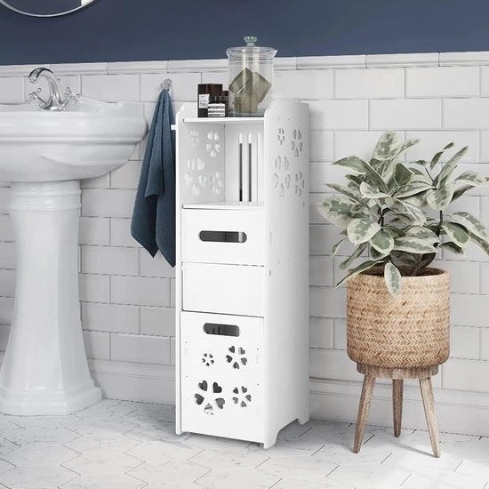 Cassa da bagno a muro - Comodino stretto con 1 spazio aperto e 2 ripiani - Armadio per angolo da bagno - 23 x 23 x 80 cm armadi da bagno alti