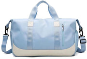 Borsa sportiva - 47 x 22 x 25 cm - Borsa da spalla - Borsa da braccio - Impermeabile e resistente - Con tasca per scarpe - Idonea per uomini e donne - Adatta per nuoto - Borsa per viaggio sportivo - azzurro chiaro - 47*22*25cm