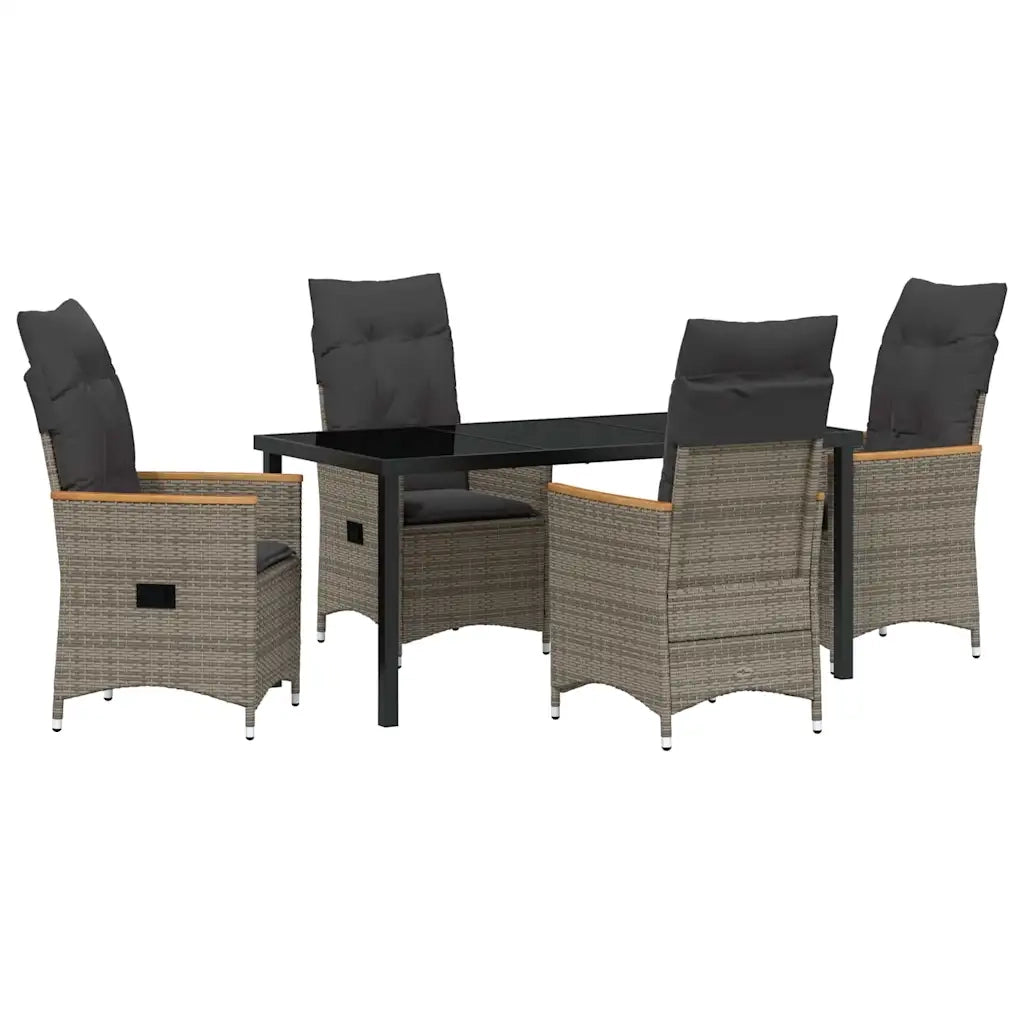 Set da Pranzo per Giardino con cuscino 5 pcs Grigio polyrattan 3379621