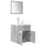Set Mobili da Bagno 3 pz Grigio Cemento in Legno Multistrato