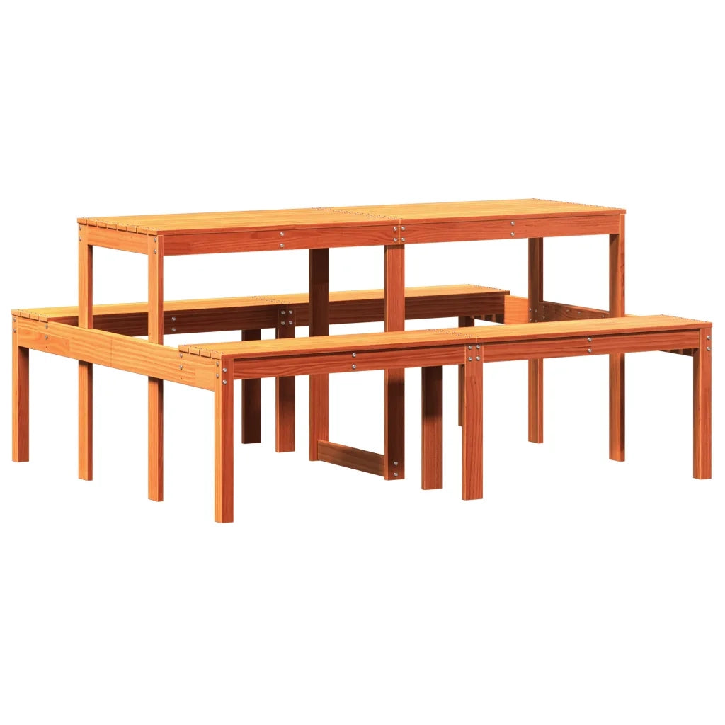 Tavolo da Picnic Marrone Cera 160x134x75 cm Legno Massello Pino 844648