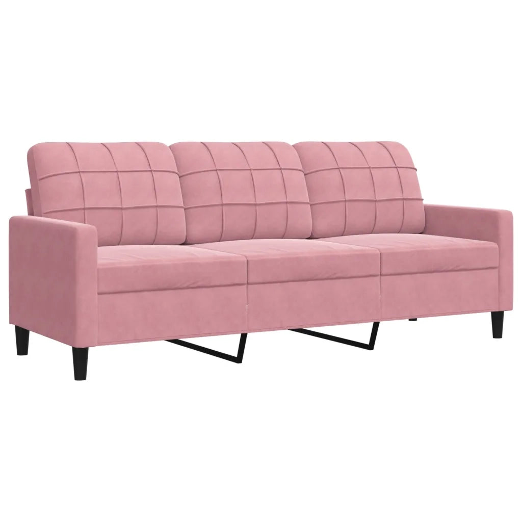 vidaXL Divano a 3 Posti rosa 180 cm in Velluto