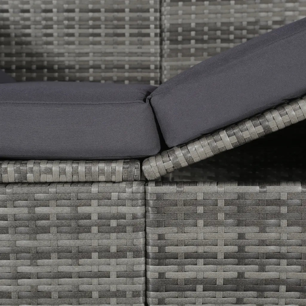 Lettino Prendisole | Sdraio da giardino | Lettino da sole da Giardino con Tettuccio Grigio 205x62 cm Polyrattan