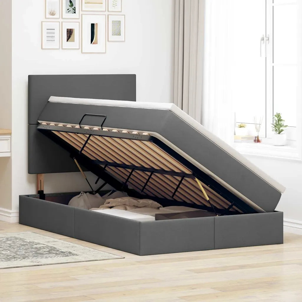 Letto con contenitore e materasso Grigio scuro 120 x 200 cm 3371710