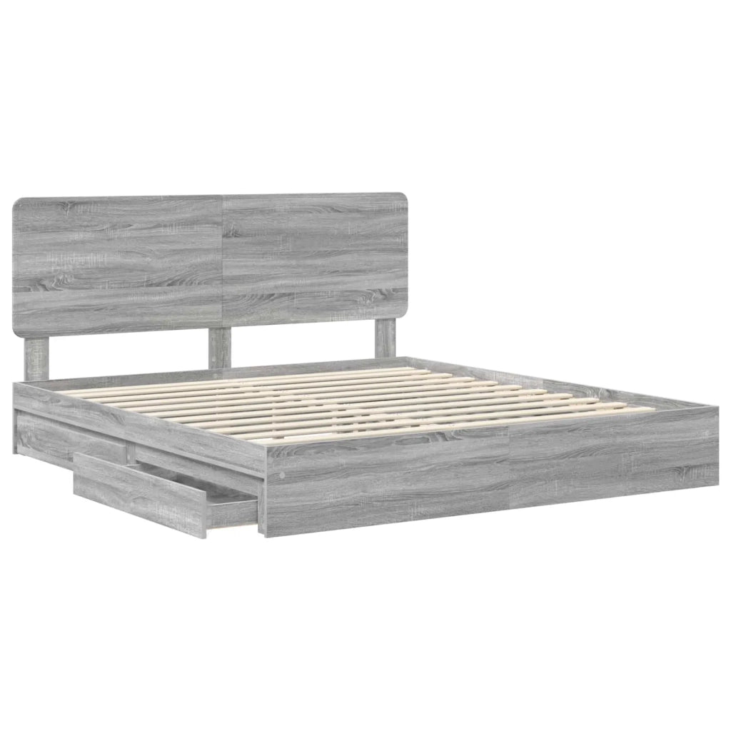 Letto con Contenitore con testiera Grigio Sonoma 180 x 200 cm
