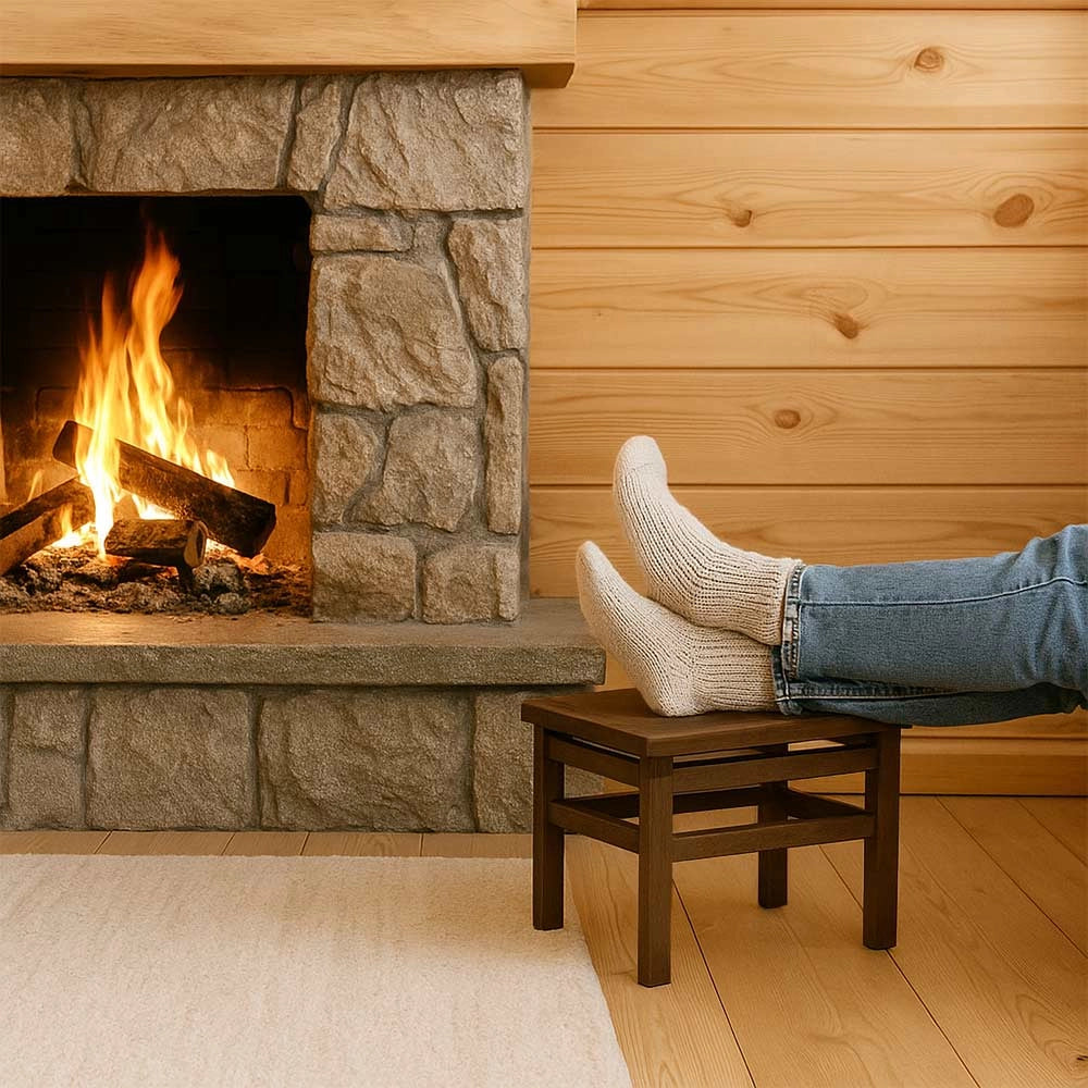 Set di 2 sgabelli bassi sgabellini panche poggiapiedi seduta in legno noce scuro