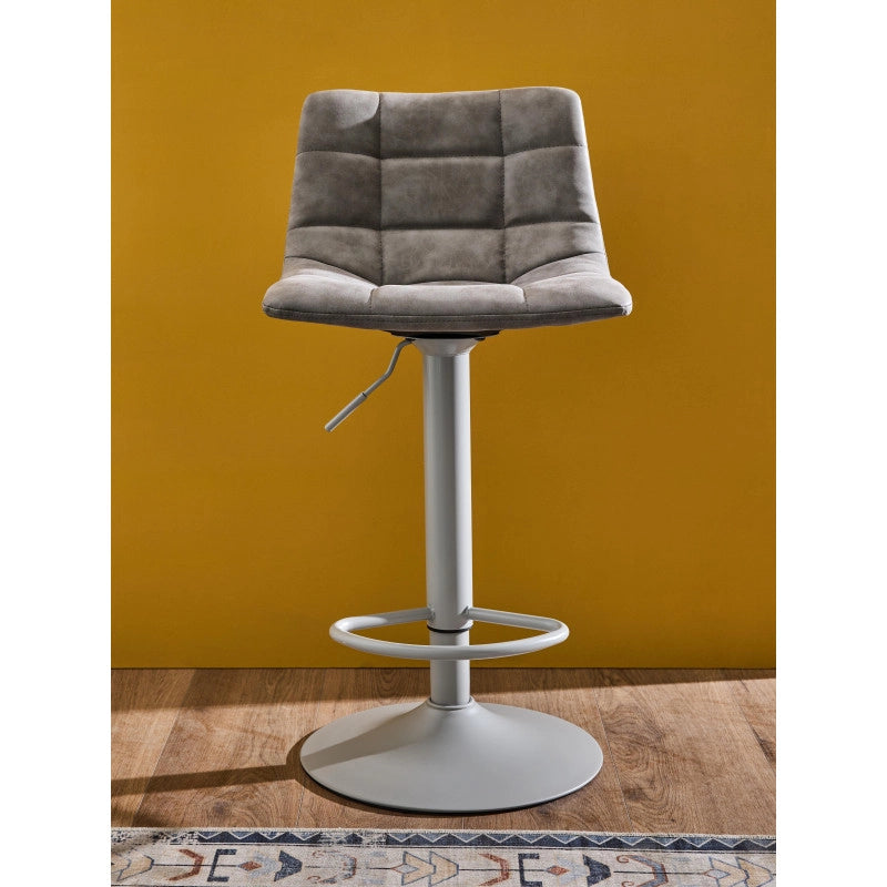 Set di 2 Sgabelli Clayton In Pu Grigio E Base Grigia