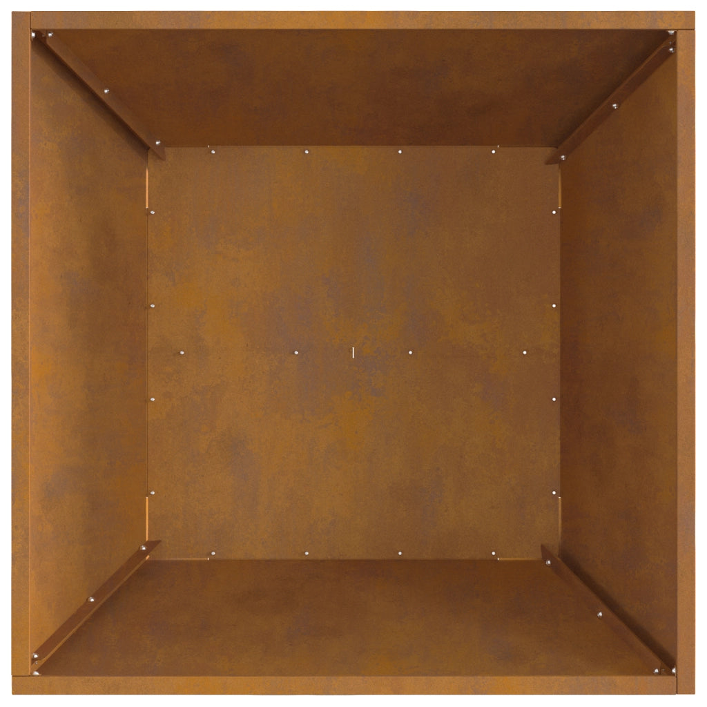 Braciere Quadrato 60x60x30 cm in Acciaio Corroso
