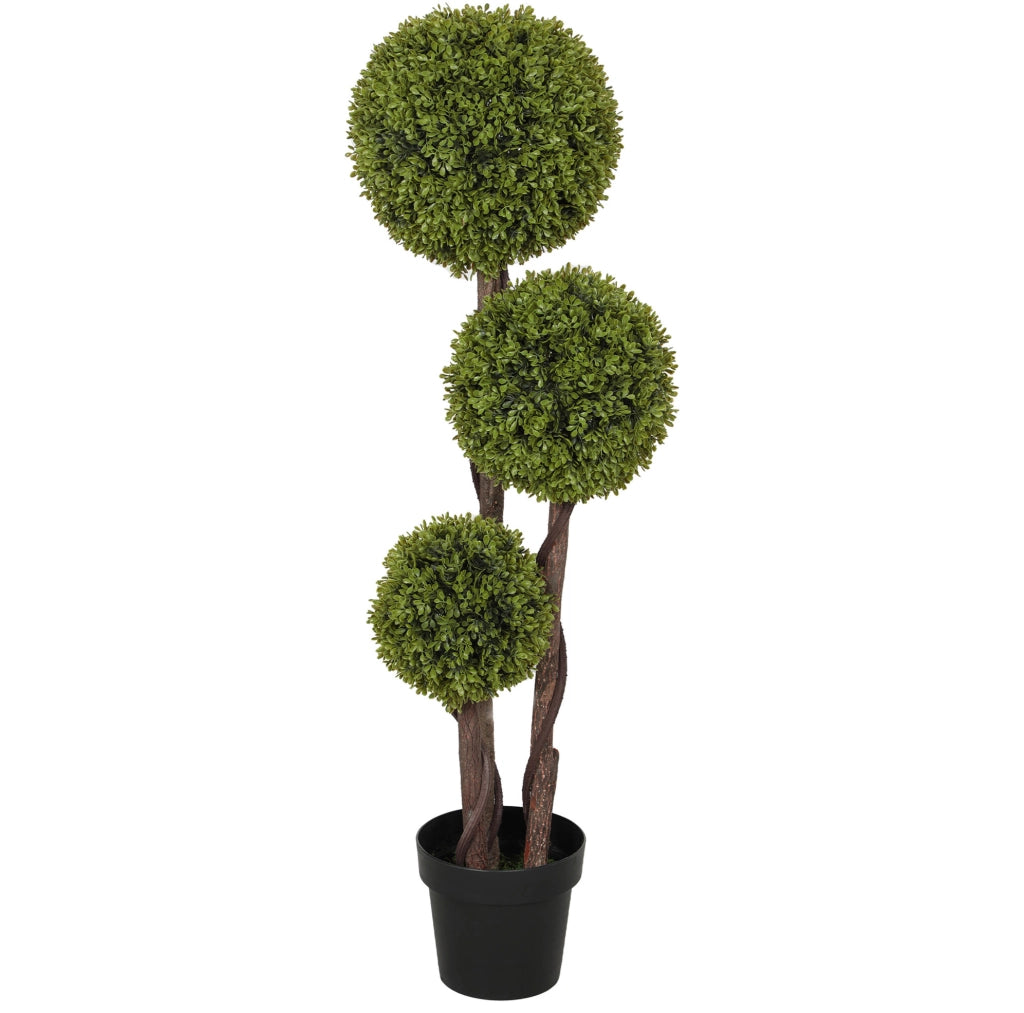 Pianta artificiale di bosso 115 cm in plastica verde con vaso, senza montaggio