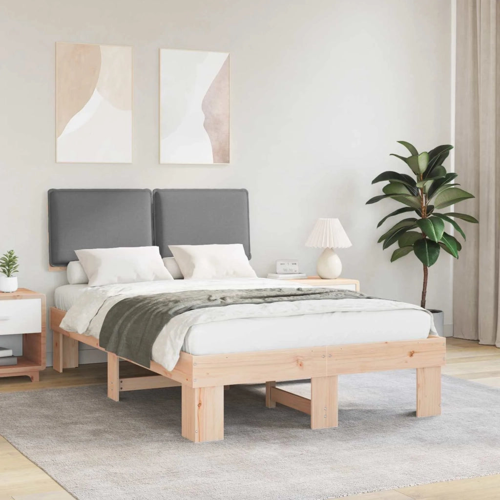 Letto con Testiera Rivestita Grigio chiaro 120 x 200 cm