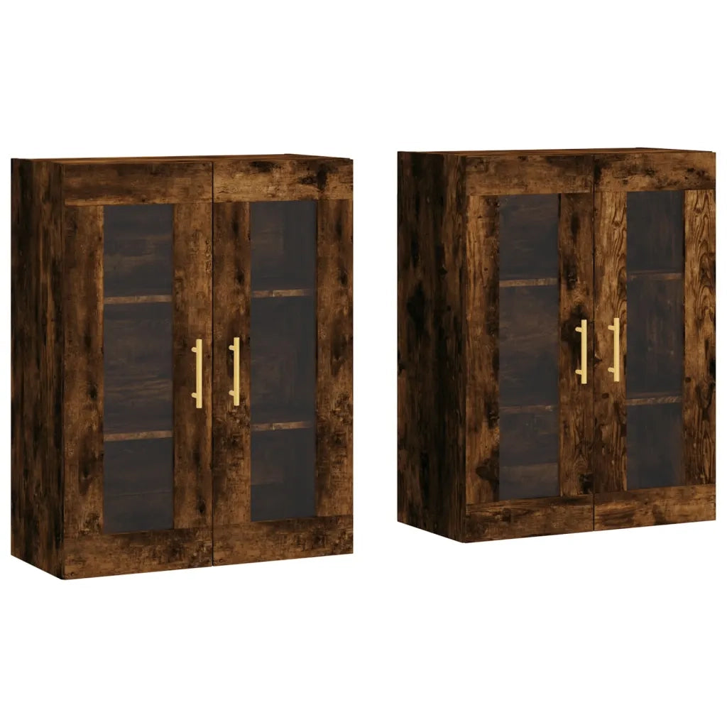 Armadietti a Parete 2 pz Rovere Fumo in Legno Multistrato 3197934