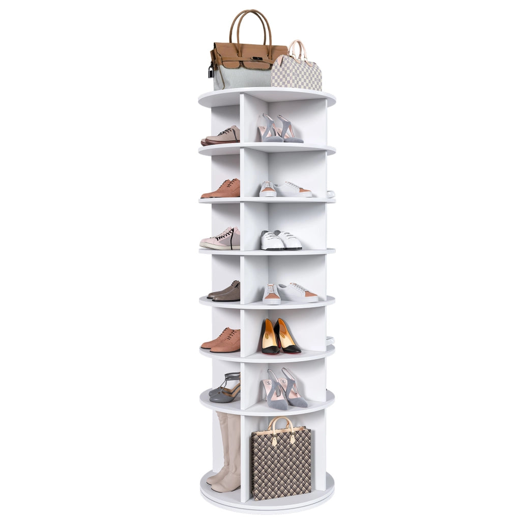 Scarpiera girevole a 7 livelli in PVC bianco