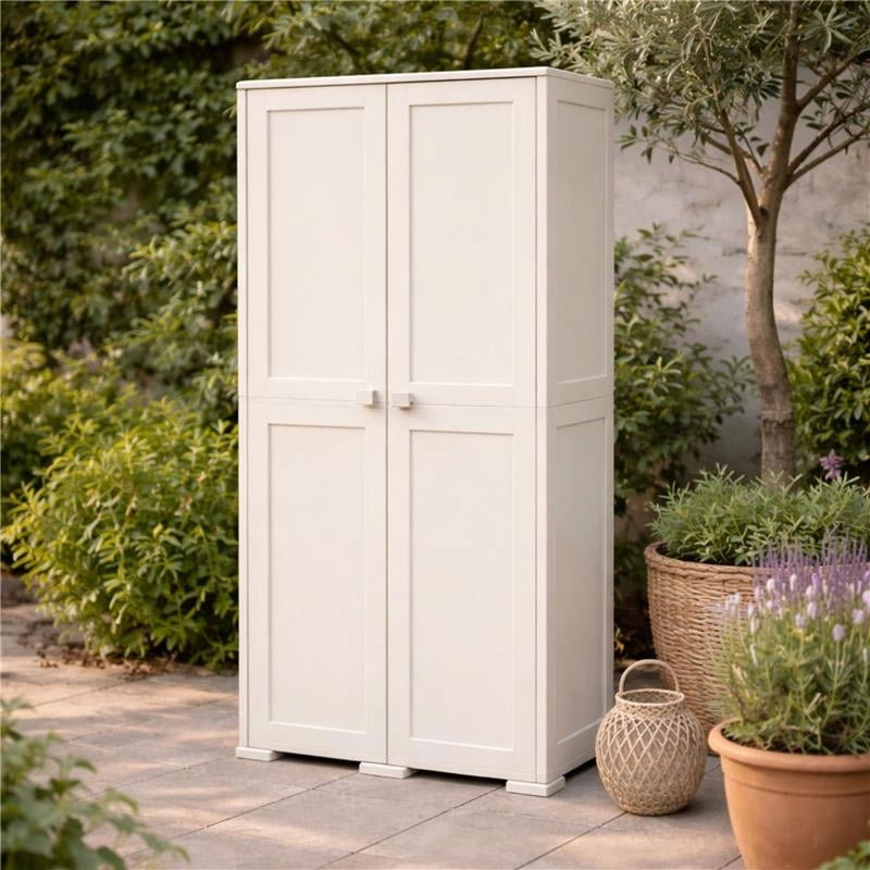 ARMADIO 2 ANTE PANNA 79X43X164 CM CON 2 MODULI E 2 RIPIANI – MOBILE ALTO ORGANIZZAZIONE CASA PER INGRESSO E LAVANDERIA