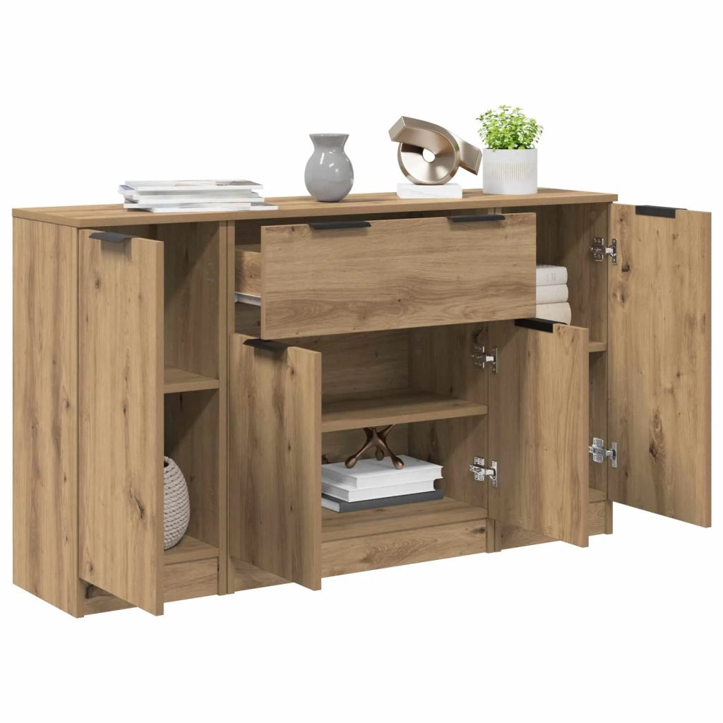 Credenza 3 pz-Set di 3 Buffet-Armadio da cucina Rovere artigianale Legno multistrato 875842