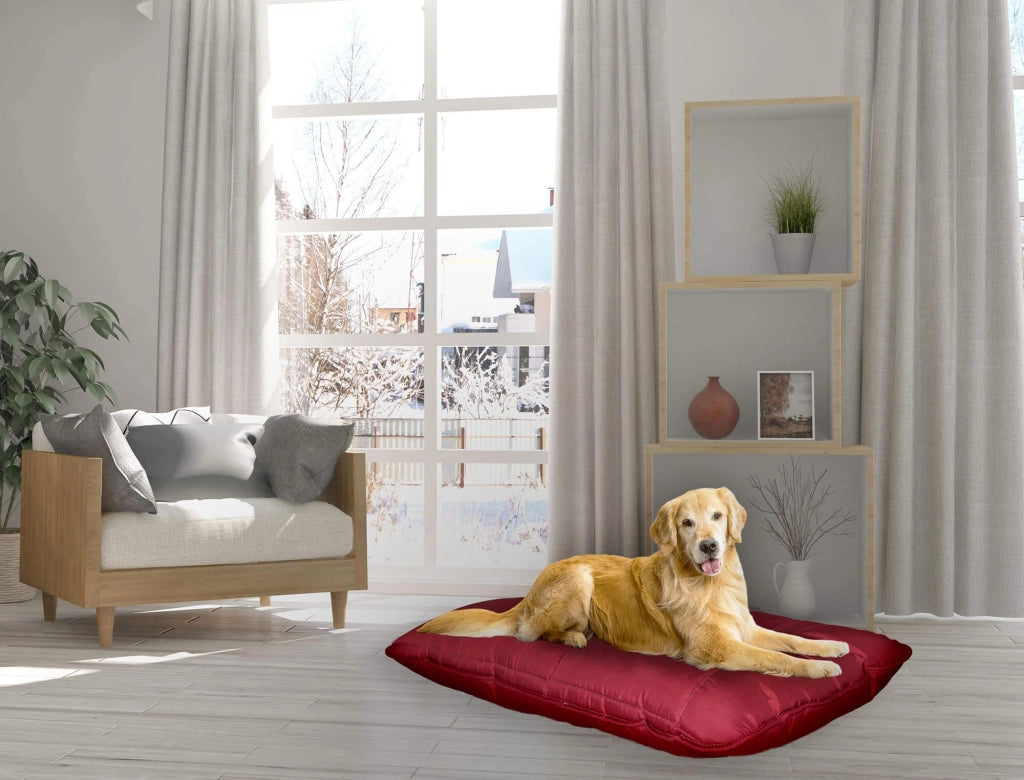 Cuscino Imbottito per Cani e Gatti 60x100 cm in Microfibra Chunky Bordeaux