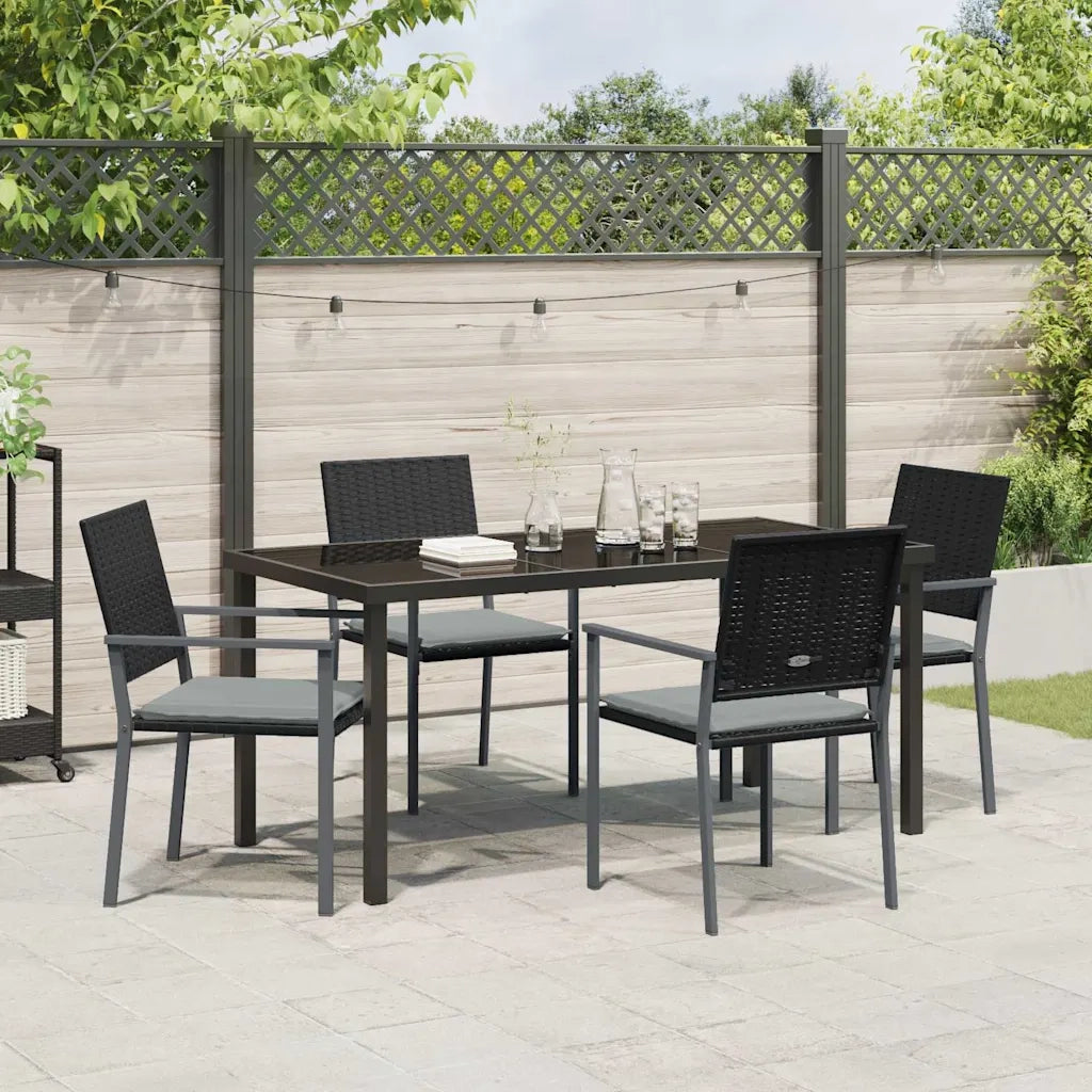 Set da Pranzo per Giardino 5 pcs Nero e Grigio Chiaro 3379075