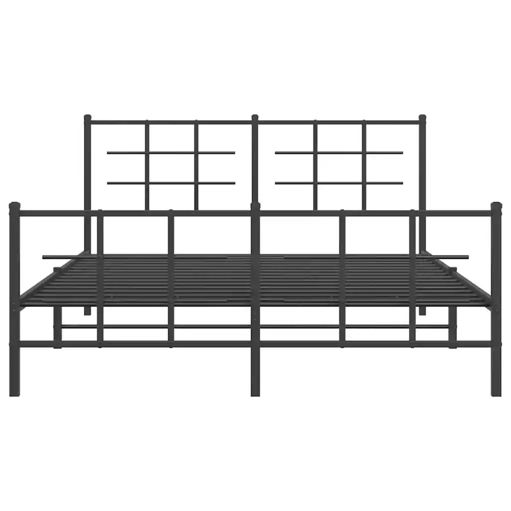 Giroletto con Testiera e Pediera Metallo Nero 150x200 cm