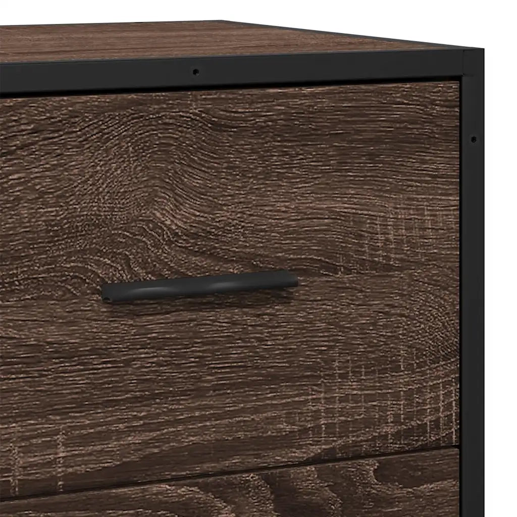 Credenza Rovere Marrone 68x35x76 cm in Truciolato e Metallo