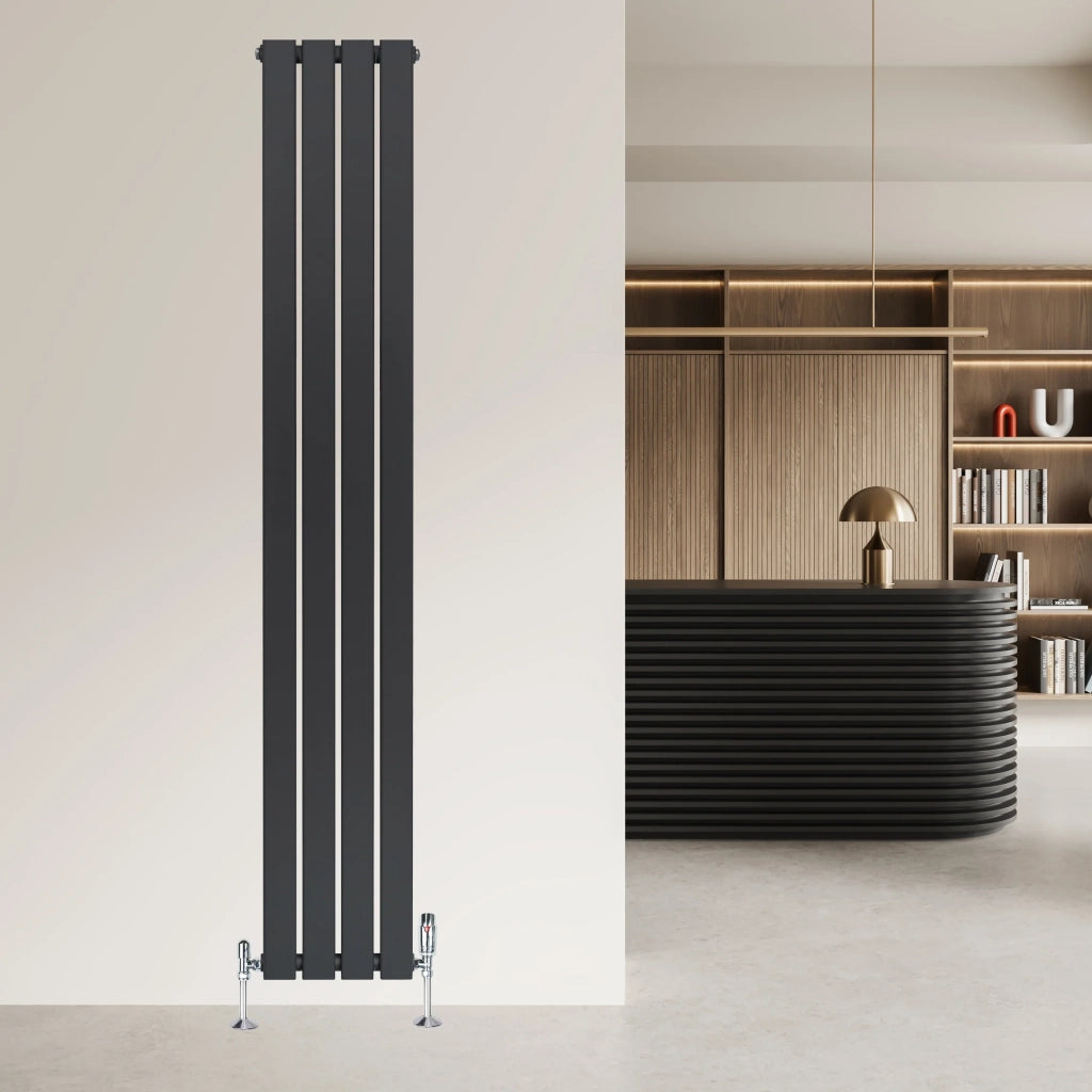 Radiatore Verticale 1800 x 280 mm con Valvole TRV Grigio Antracite