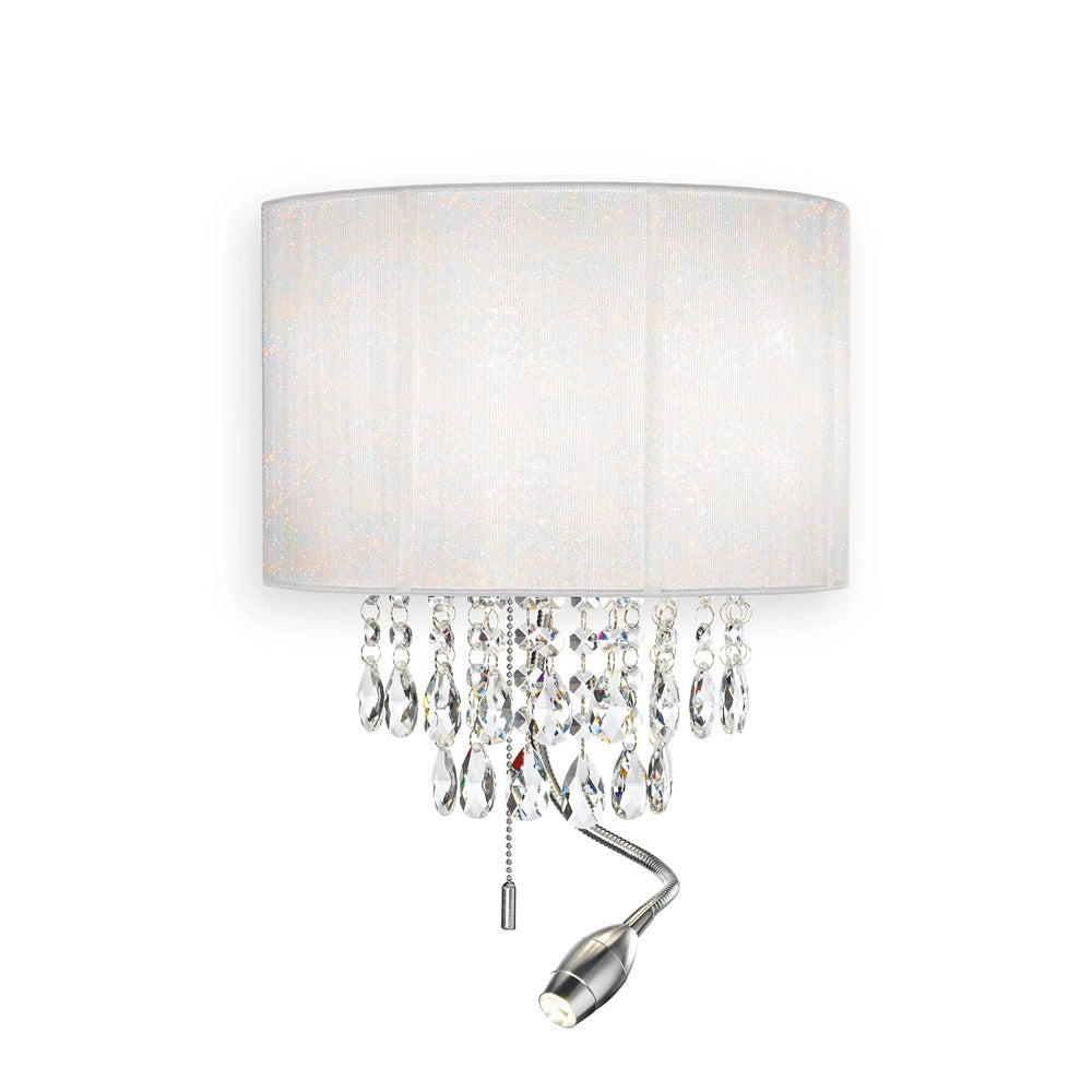 Applique Classica Opera Metallo-Cristallo Bianco 3 Luci E14+1,5W 3000K