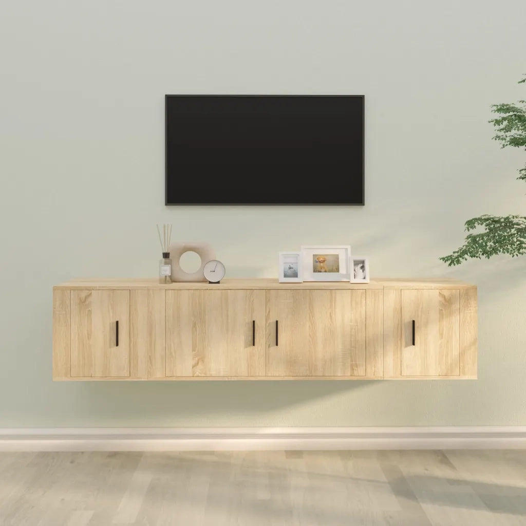 Set di Mobili Porta TV 3 pz-Credenza per TV Rovere Sonoma in Legno Multistrato 458298