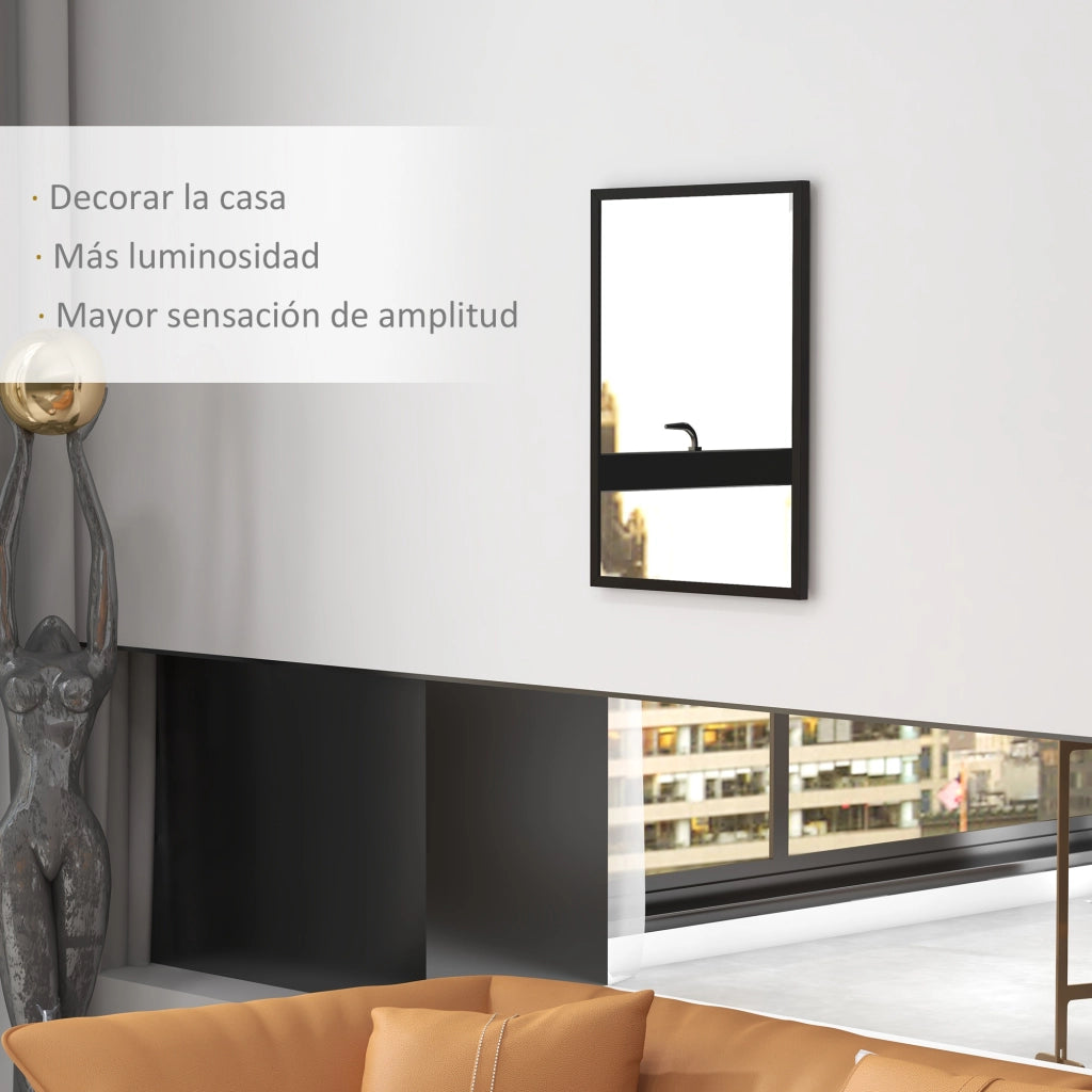 Specchio da Bagno Rettangolare Parete Decorativo ¨C Minimal ¨C Nero 50x70 cm