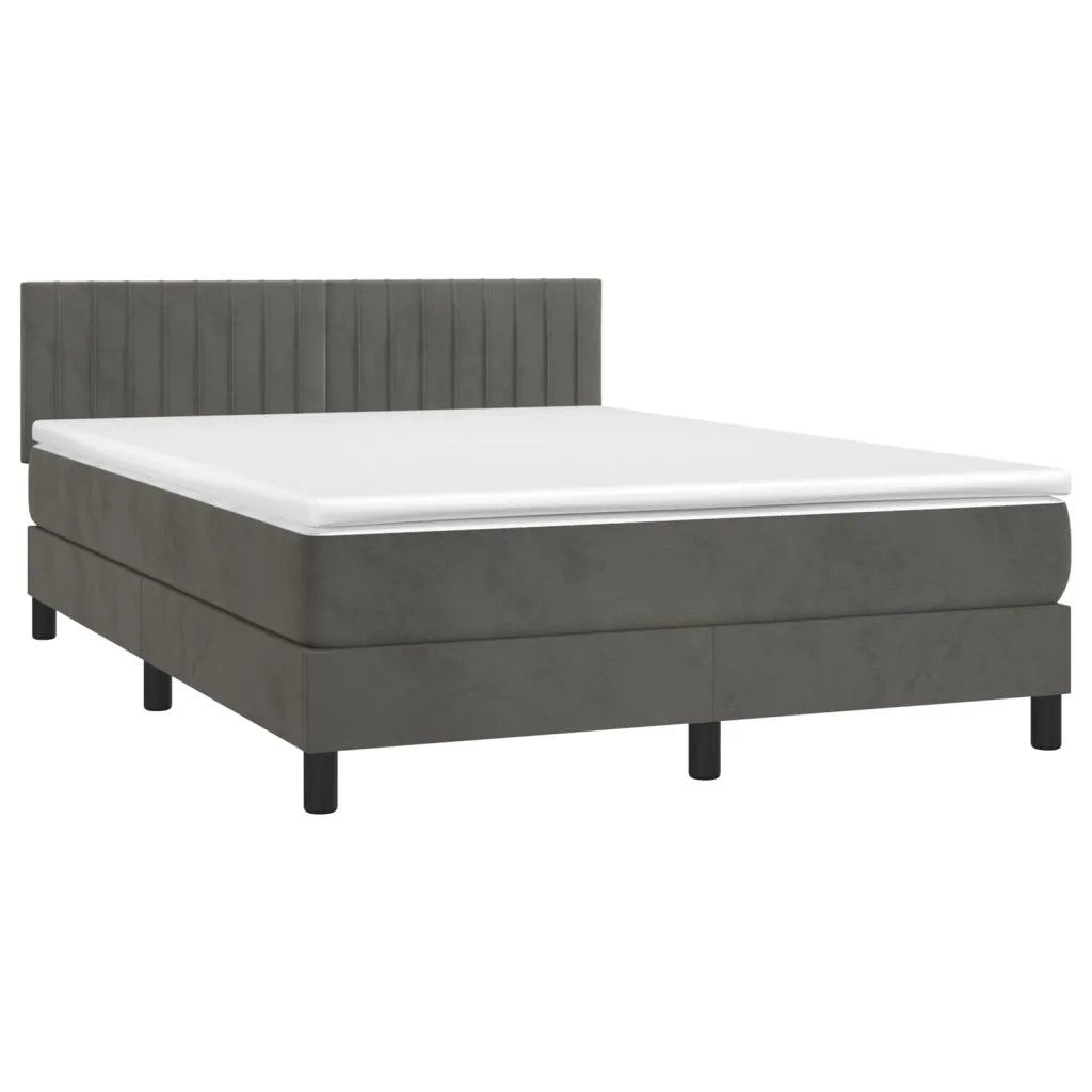 Giroletto a Molle con Materasso Grigio Scuro 140x190 cm Velluto 3141420