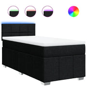 Letto singolo | Letto per adulti | Giroletto a Molle con Materasso Nero 80x200 cm inTessuto