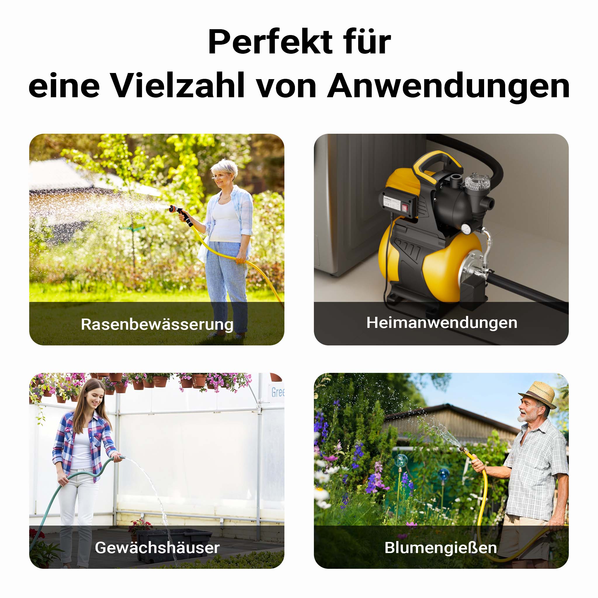 Autoclave con serbatoio uso domestico a membrana, 19 l, 1000 W, pompa per acqua automatica da 3500 l/h con pressostato e prefiltro, prevalenza 44 m, profondità di aspirazione di 8 m