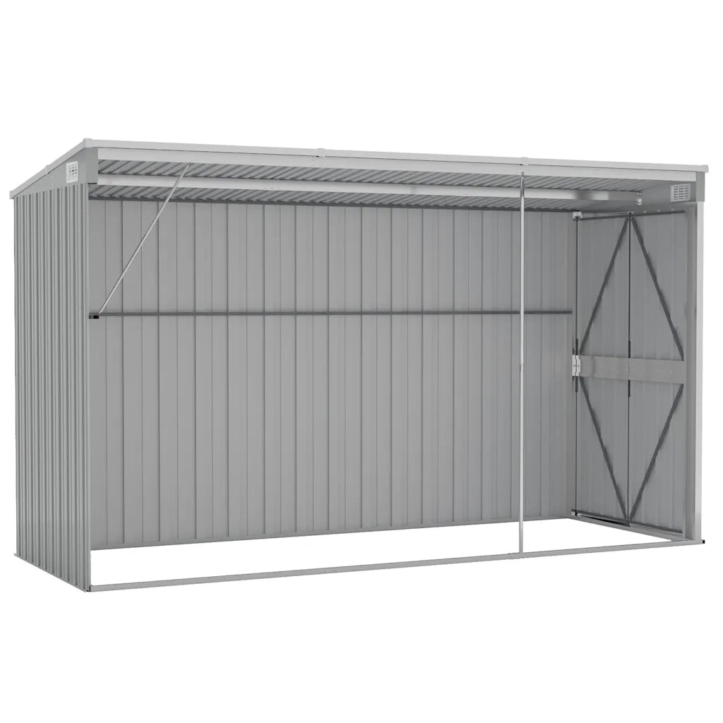 Capanno Giardino a Parete Grigio 118x288x178 cm Acciaio Zincato 316226