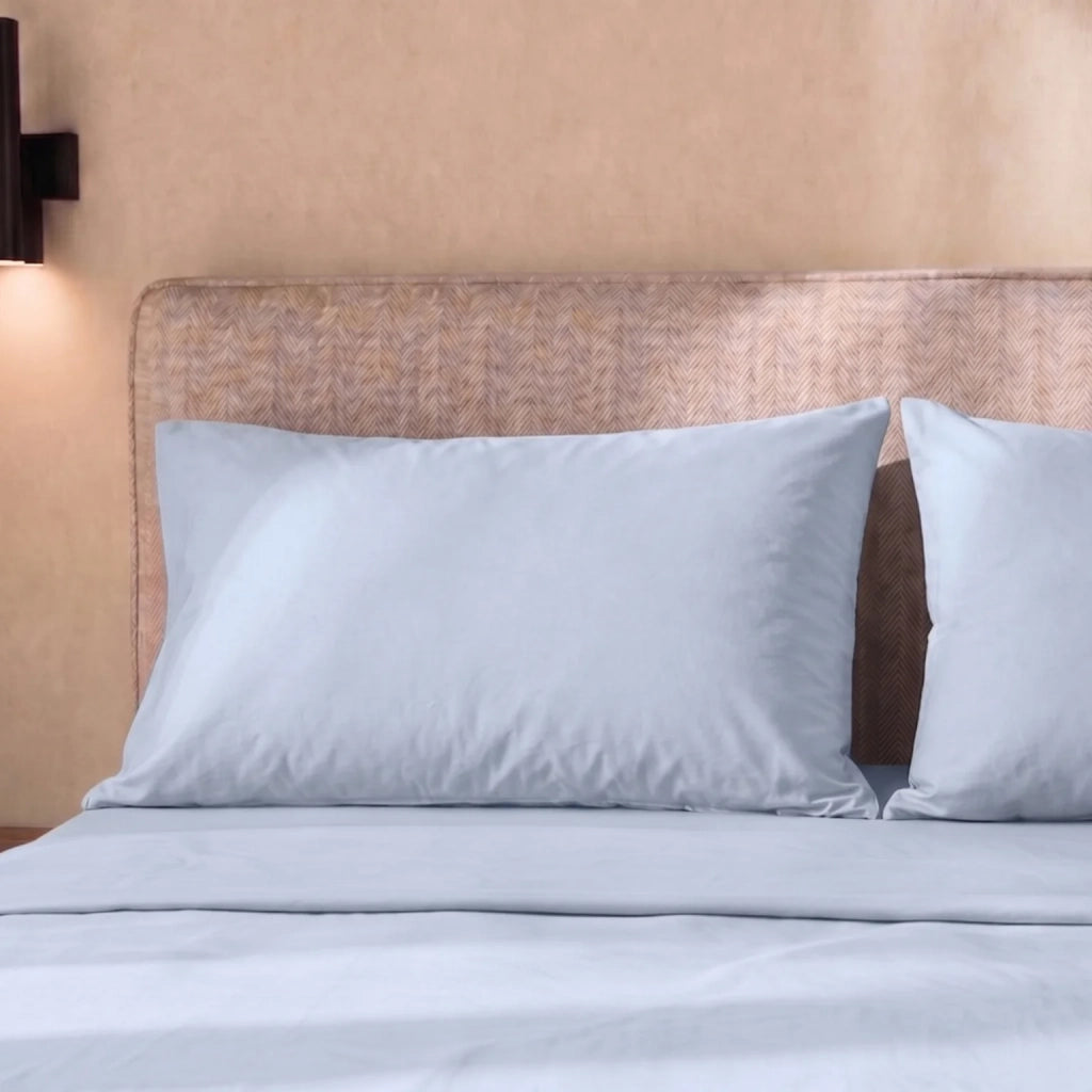 Set Lenzuola Letto Singolo in Cotone Percalle 200 TC Ghiaccio | Lenzuolo Piano 160x295 cm, lenzuolo con angoli 90x200 cm e Tasca da 28 cm, 1 Federa | Made in Italy