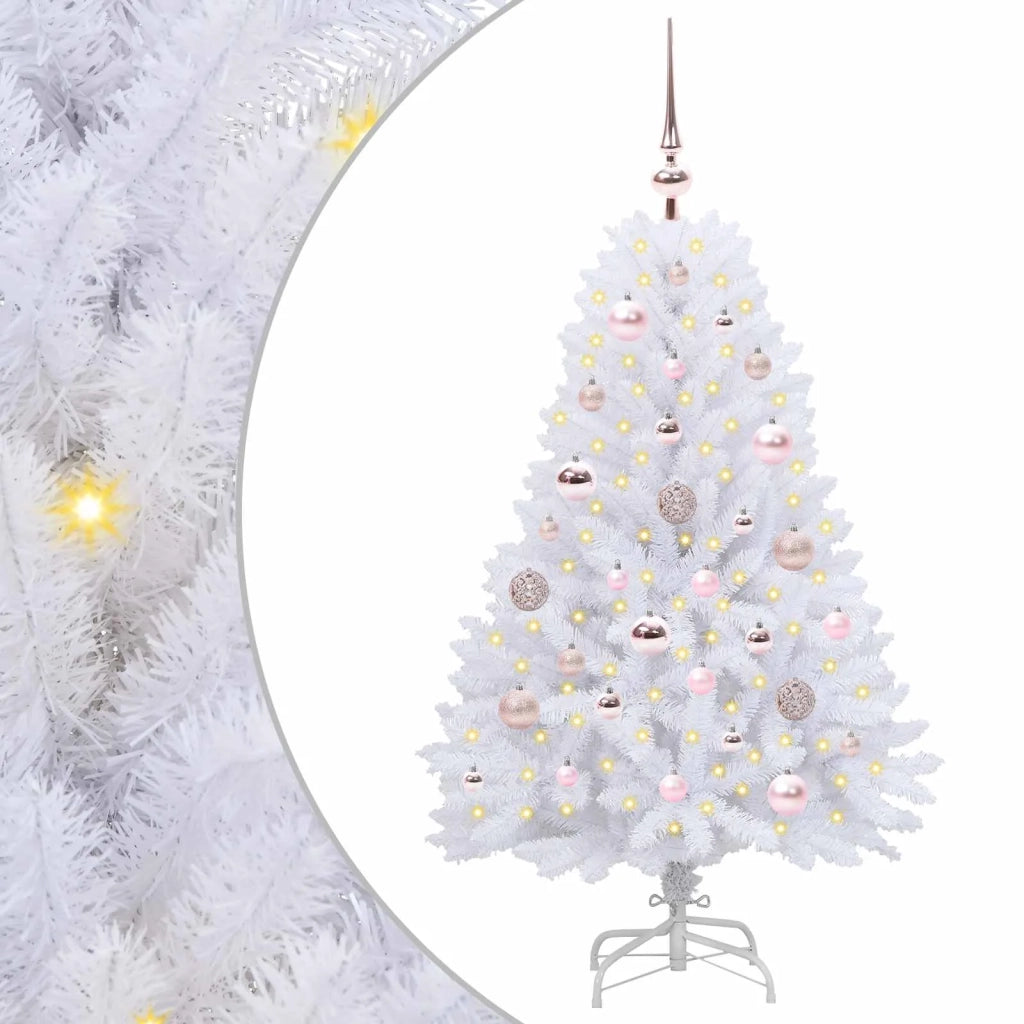 Albero di Natale Artificiale-Albero Natalizio con Rami Pieghevoli Bianco 120 cm 644574