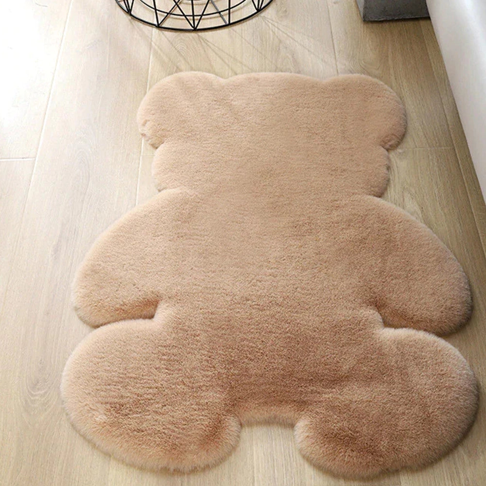 Trade Shop - Tappeto Cute Orsetto Pelliccia Fluffy Vari Colori Living Stanza Da Letto 90x120 -
