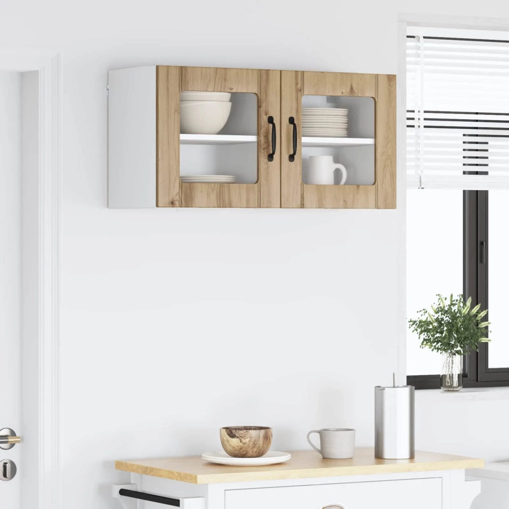 Mobile in vetro da parete LUCCA 2 pcs Rovere Artigianale 884853