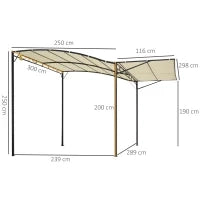 Gazebo Pergola da Giardino con Copertura in Tessuto Anti UV e Acciaio, 3x2.5m, Beige