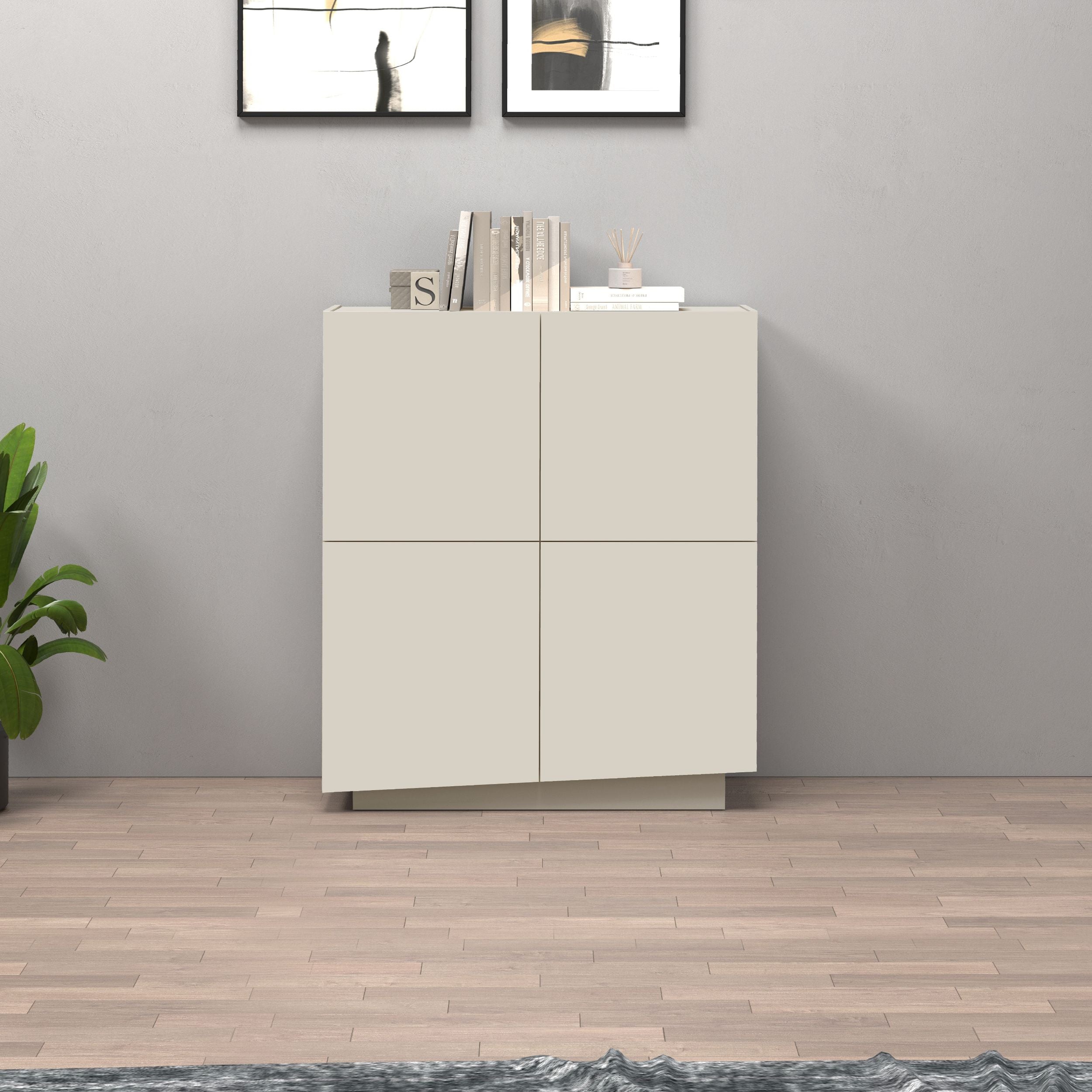 Credenza Vela con 4 ante colore cashmere 100x35x120,4 cm