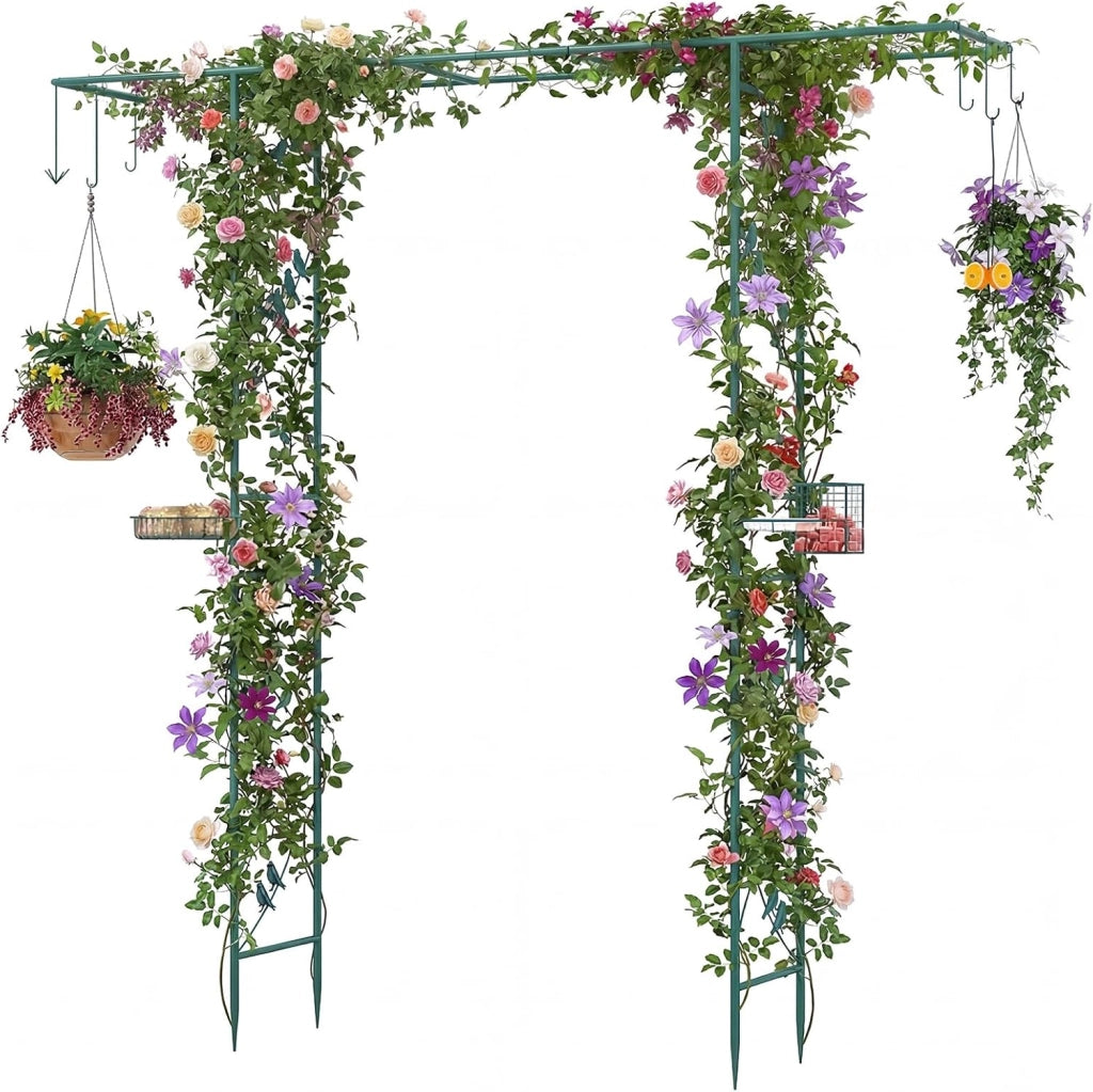 Pergolato a Arco da Giardino, Pergola da Esterno Decorativa in Metallo per Piante Rampicanti, Arco da Esterno per Feste, Matrimonio (Nero, Modello 2)