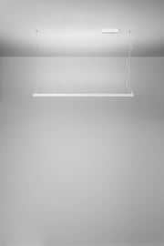 Lampada a Sospensione LED 45W Serie 8460 in Metallo Bianco Opaco, Dimmerabile CCT 2700K-3000K-4000K, Altezza Regolabile con Rosone Decentrato - Perenz