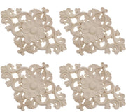 Decorazioni in legno a forma di fiore - non dipinte e regolabili - 4 pezzi - ideali per arredamento e decorazione di pareti - 15x10.5cm