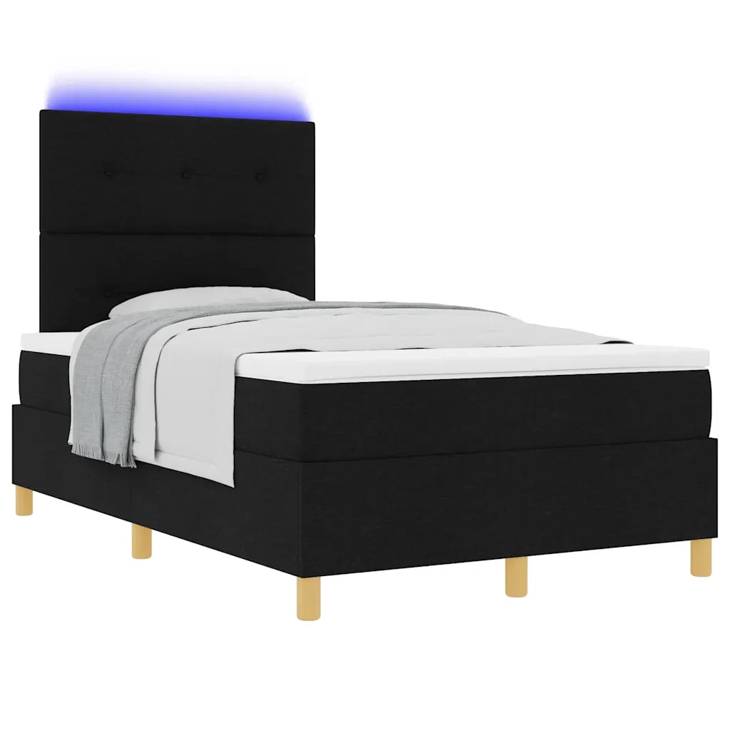 Letto a Sorgente LED con materasso Nero 120 x 190 cm Tessuto 3343084