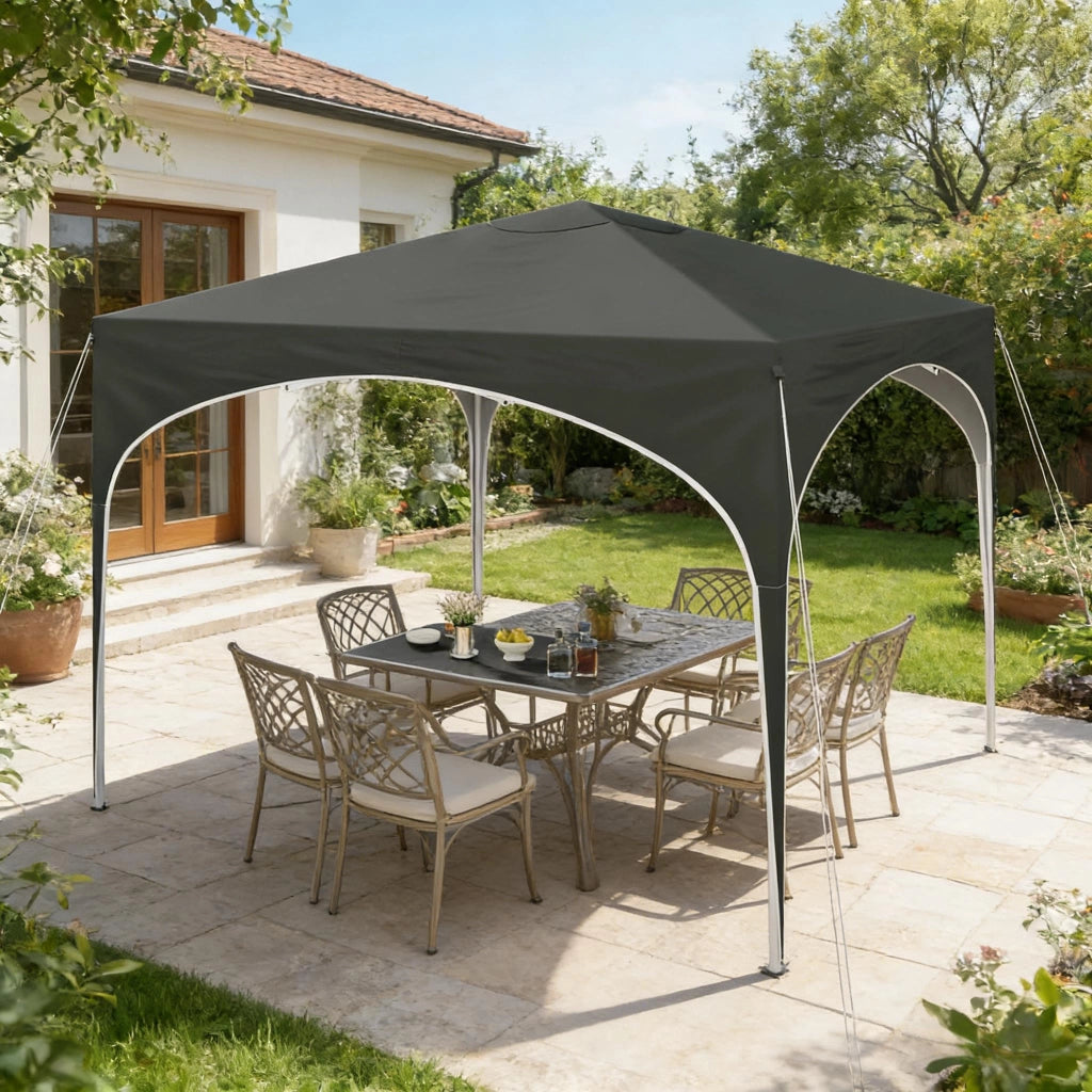 Gazebo pieghevole 3 x 3 m grigio con struttura in metallo e tetto in tessuto Oxford 210D