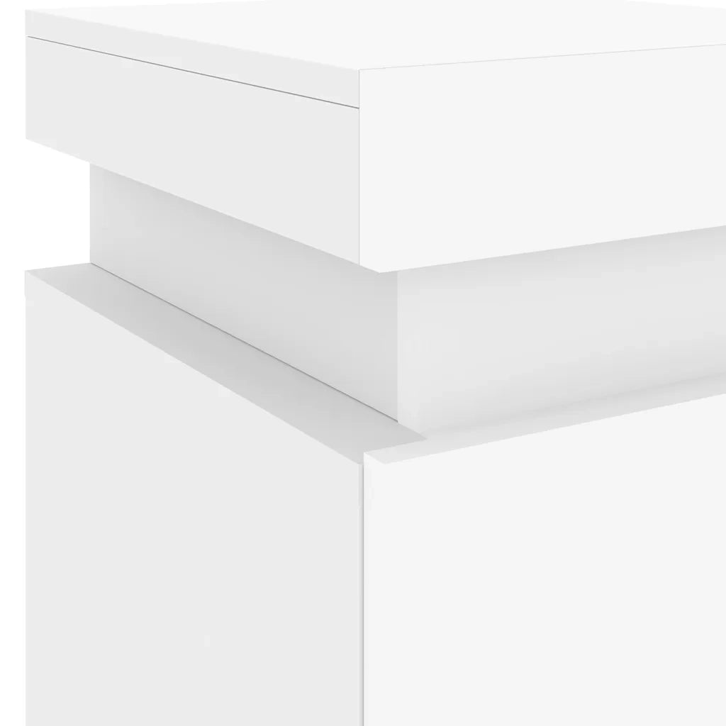 Comodino | Armadio da Notte | Mobiletto da notte con Luci LED Bianco 35x39x55 cm