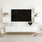 Set di Mobili Porta TV 7 pz Bianco in Legno Multistrato 3078661