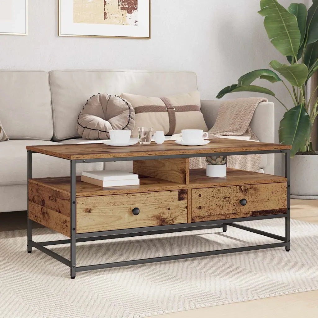 Tavolino da salotto con cassetto Legno vecchio 100 x 51 x 45 cm 882764