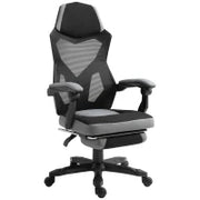 Vinsetto Sedia da Ufficio Ergonomica con Schienale Reclinabile, Poggiapiedi Retrattile, Altezza Regolabile, Grigio