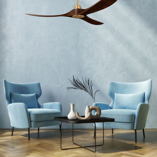 Ventilatore da soffitto a risparmio energetico KOA ottone matte 152 cm con pale di legno naturale colore noce