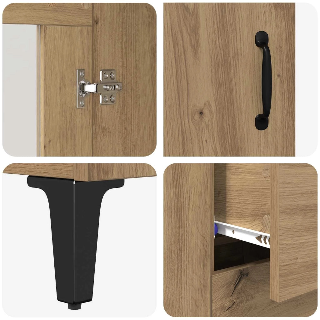 Credenza con cassetto Rovere artigianale 69,5 x 34 x 90 cm